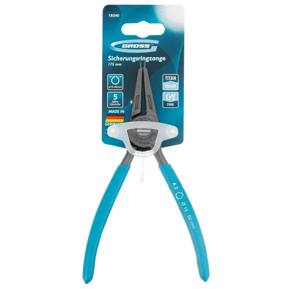 Съемник, 175 мм, для внешних стопорных колец (19-60 мм) прямые губки (разжим) Gross