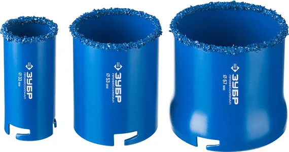 ЗУБР 5 шт, d 33, 53, 67 мм, карбид вольфрама, набор кольцевых коронок, Профессионал (33350-H5)