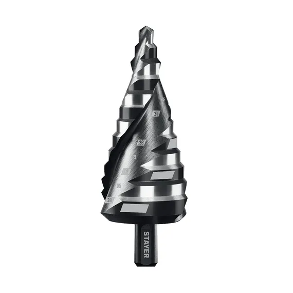STAYER Pro-Max 6-38мм, 12 ступеней, винтовая спираль, сверло ступенчатое (29661-6-38-12)