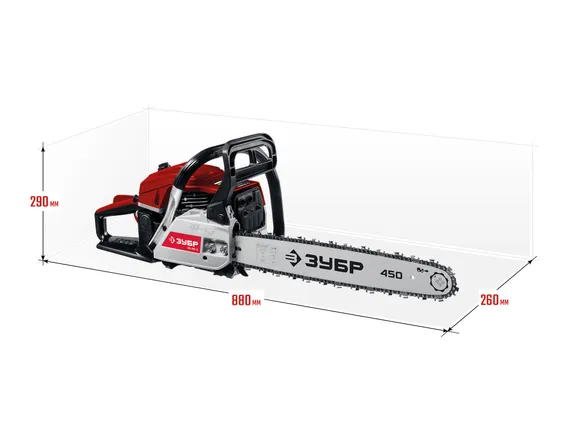 Бензопила цепная бензиновая, ЗУБР 52 см3, 45 см, (ПБЦ-М52-45)