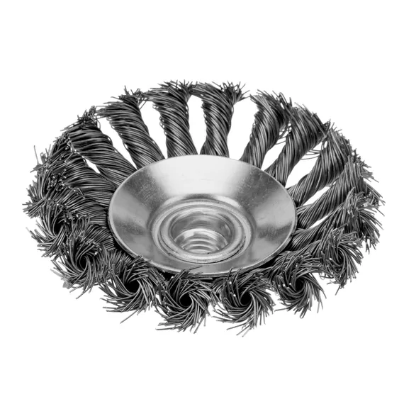 Щетка для УШМ, 100 мм, М14, "тарелка", крученая металлическая проволока Сибртех