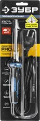 ЗУБР Ceramic PRO, 40 Вт, керамическим нагреватель, конус, 2-к рукояткой, электропаяльник с защитным колпачком, Профессионал (55413-40)