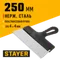 STAYER PROFlat, 250 мм, зуб 4 х 4 мм, пластиковая ручка, зубчатый, нержавеющий фасадный шпатель, Professional (1009-25-04)