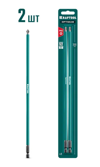 KRAFTOOL OPTIMUM PH 2, 300 мм, 2 шт, биты (26122-2-300-2)