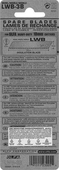 OLFA 18 мм, 3 шт, в пластиковом кейсе + блистер, серрейторные лезвия (OL-LWB-3B)