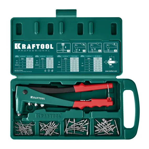 KRAFTOOL X-3, 2.4 - 4.8 мм, 260 мм, литой заклепочник в кейсе (31170-H6)