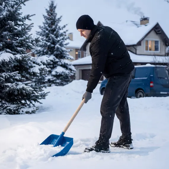 Лопата для уборки снега пластиковая, синяя, 420 х 425 мм, без черенка, Сибртех