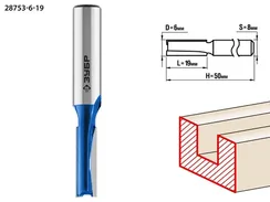 ЗУБР 6 x 19 мм, хвостовик 8 мм, фреза пазовая прямая, Профессионал (28753-6-19)