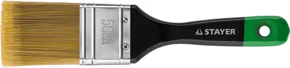 STAYER KANEKARON-EURO, 50 мм, 2″, искусственная щетина, деревянная ручка, для высокотекучих ЛКМ, плоская кисть (0106-050)