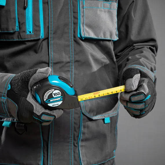 Рулетка "Schlagfest",10 м x 25 мм,магнитный обрезиненный зацеп,двусторонняя шкала,автоматическая фиксация Gross