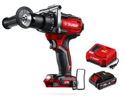 Бесщеточная дрель-шуруповерт, ЗУБР 20 В, 165 Н·м, 1 АКБ LMS (2 А·ч), (ДБ-165-21)