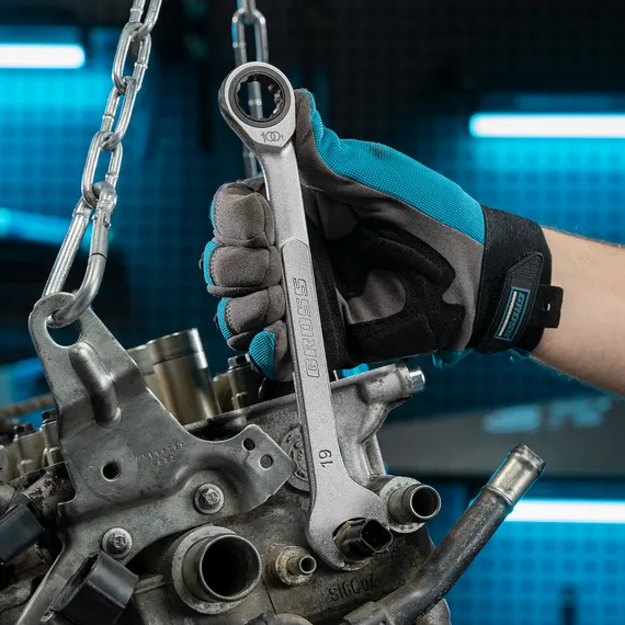 Набор ключей комбинированных трещоточных, количество зубьев 100, СRV, 7 шт, 8-19 мм Gross