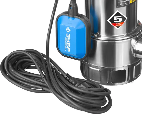 Дренажный насос для грязной воды, корпус - нерж. сталь, ЗУБР 1100 Вт, Профессионал (НПГ-Т3-1100-С)