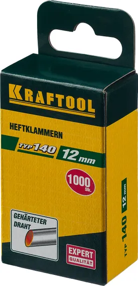 KRAFTOOL скобы тип 140 (G/11/57), 12 мм, калибр 20GA. 1000 шт (31680-12)