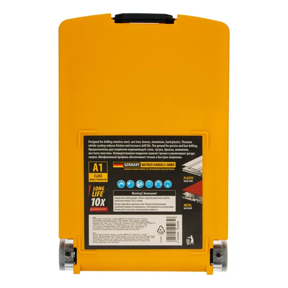 Набор сверл по металлу, 1-10 мм, Р6М5К8-TiN, Golden Tip, 19 шт Denzel