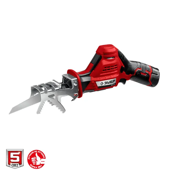 ЗУБР С1-12, 12 В, 80 мм, 2 АКБ (2 А·ч), сабельная пила (СПЛ-125-22)