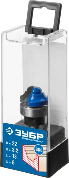 ЗУБР 22 x 13 мм, радиус 3.2 мм, фреза пазовая фасонная с верхним подшипником, Профессионал (28747-22)