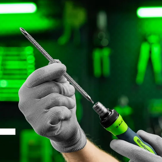 Отвертка реверсивная комбинированная PH2/SL6, CrV Сибртех