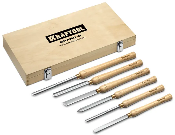 KRAFTOOL Grand-6 6 предм., набор токарных резцов по дереву (18368)