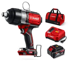 Бесщеточный ударный гайковерт, ЗУБР 20 В, 1000 Н·м, 1 АКБ LMS (4 А·ч), сумка (ГБУ-1000-41)