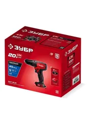 Ударная дрель-шуруповерт, ЗУБР 20 В, 40 Н·м, 1 АКБ LMS (2 А·ч), (ДШУ-40-21)