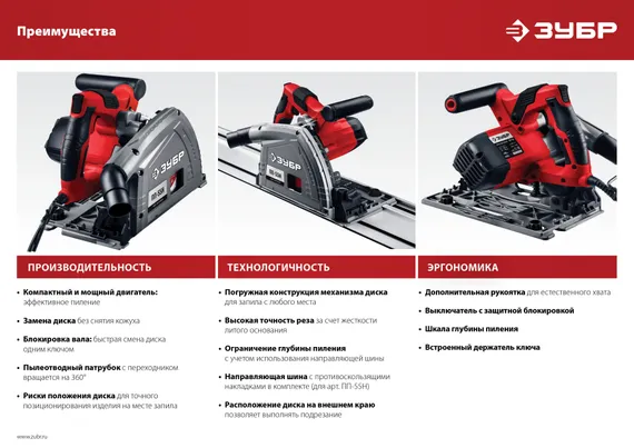 ЗУБР d 165 мм, 1200 Вт, погружная пила с шиной 1.4 м (ПП-55Н)