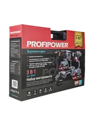 Аккумуляторный бесщеточный набор 3в1 Profipower ProfiSet-3E18 Li-ion-2шт, 4Ач, З/У, кейс, E0080,T0056, T0058 E0247
