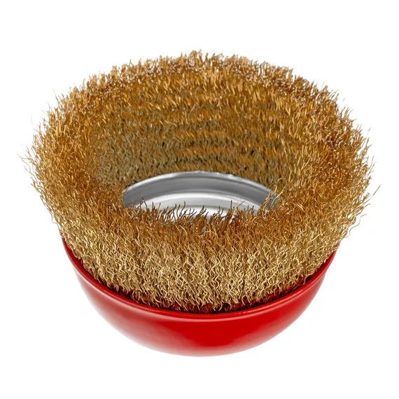 Щетка для УШМ, 100 мм, М14, "чашка", латунированная витая проволока Matrix