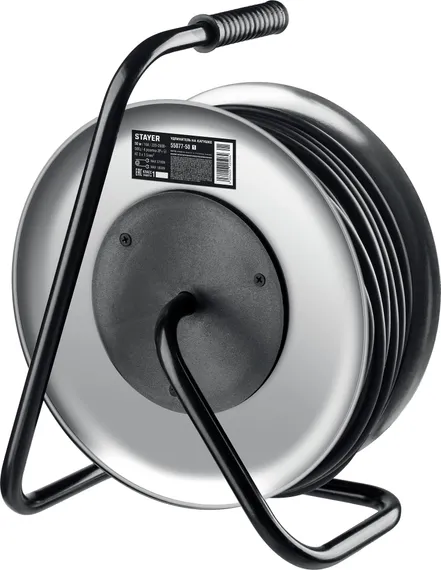 STAYER PRO-315, КГ, 3 x 1.5 мм2, 50 м, 3700 Вт, IP44, силовой удлинитель на стальной катушке (55077-50)
