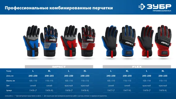 ЗУБР FLEX р.L (9), красные, профессиональные комбинированные перчатки, работа с сенсорными экранами, Профессионал (11479-L)