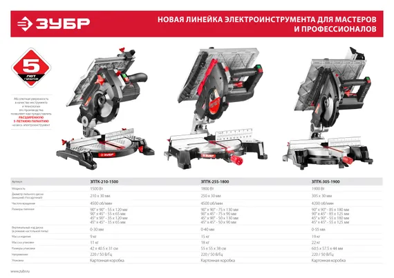Уценённый товар. Пила торцовочная комбинированная ЗУБР ЗПТК-255-1800 d 250 х 30 мм 1800 Вт