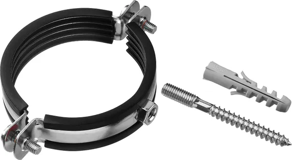 ЗУБР 2 1/2″, цинк, 1 шт, трубный хомут с сантехнической шпилькой и дюбелем (37866-75-80)