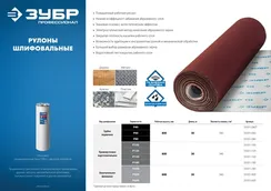 ЗУБР Р400, 800 мм, 30 м, водостойкий, шлифовальный рулон на тканевой основе, Профессионал (35501-400)
