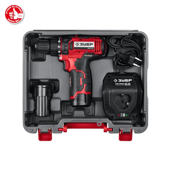 Уценка. Дрель-шуруповерт, ЗУБР С1-12, 12 В, 30 Н·м, 2 АКБ (2 А·ч), кейс (ДШЛ-125-22-U)