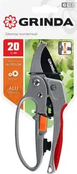 GRINDA G-15, 200 мм, стальные лезвия, храповый механизм, с эфесом, с алюминиевыми рукоятками, контактный секатор (8-423034)