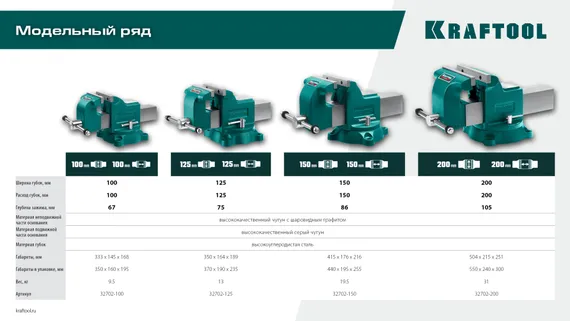 KRAFTOOL GRAND, 100 мм, слесарные тиски (32702-100)