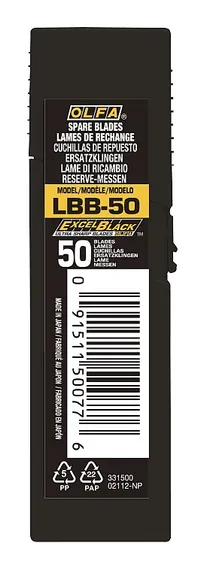 OLFA 18 мм, 50 шт, в платсиковом кейсе, черные сегментированные лезвия, особо острые, EXCEL BLACK (OL-LBB-50)