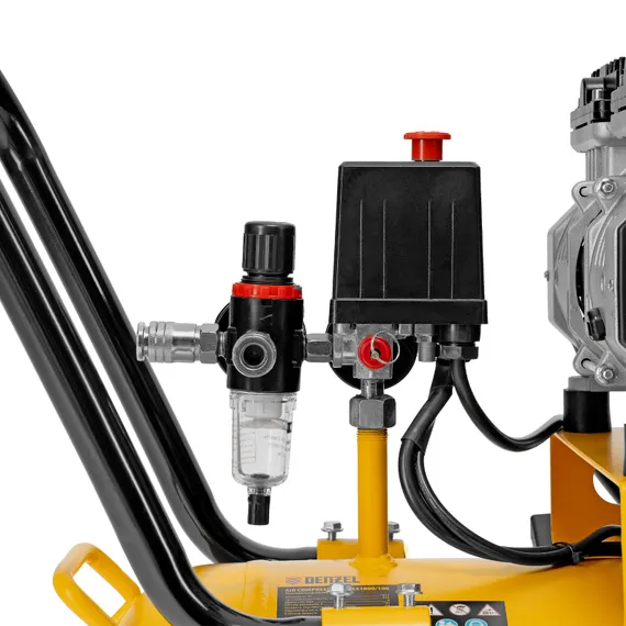 Компрессор безмасляный, малошумный DLS 1800/100,1800 Вт, 3x600, 100 л, 345 л/мин Denzel