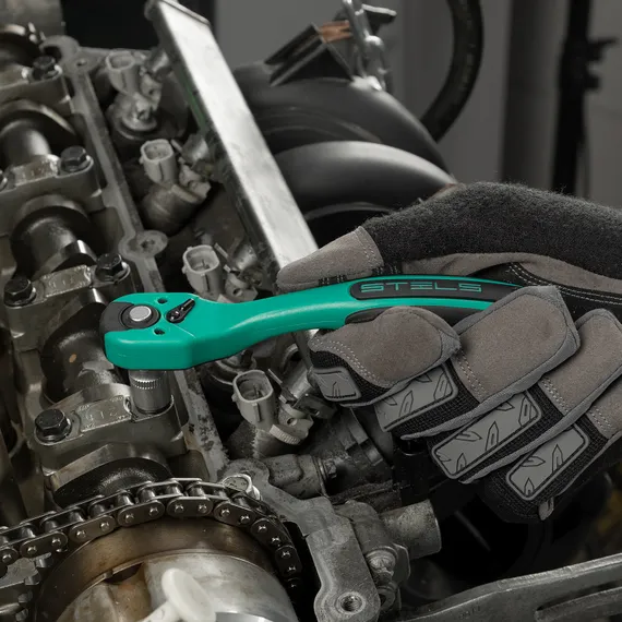 Набор инструментов, 1/4", 3/8", 1/2", Cr-V, S2, усиленный кейс, 216 предметов Stels