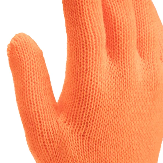 Перчатки трикотажные, акрил, двойные, оранжевый, двойная манжета Сибртех