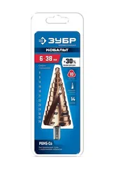 ЗУБР КОБАЛЬТ 6-38мм, 12 ступеней, винтовая проточка, сверло ступенчатое, ПРОФЕССИОНАЛ (29674-6-38-12)