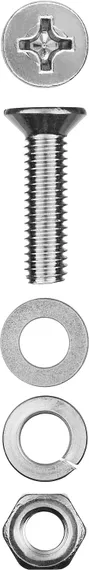 ЗУБР DIN 965, M4 х 25 мм, цинк, 20 шт, винт с гайкой и шайбами (303456-04-025)