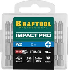 KRAFTOOL Impact PZ2, 50 мм, 10 шт, ударные биты (26193-2-50-S10)