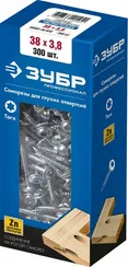 ЗУБР 38 х 3.8 мм, частая резьба, ТХ20, цинк, 300 шт, саморез для глухих отверстий, Профессионал (30082-38-038)