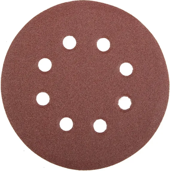 Круг шлифовальный универсальный STAYER ″MASTER″ из абразивной бумаги на велкро основе, 8 отверстий, Р120, 125мм, 5шт