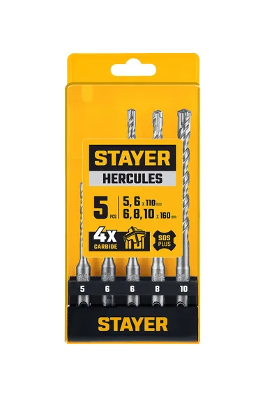 STAYER HERCULES-4Х 5шт набор буров SDS-plus (29290-H5)