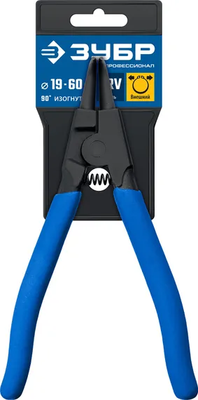 ЗУБР 170 мм, изогнутые губки, внешний съемник стопорных колец, Профессионал (22821-4)