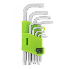Набор ключей имбусовых Tamper-Torx , 9 шт: ТT10-ТT50.45x, закаленные, короткие, никель Сибртех