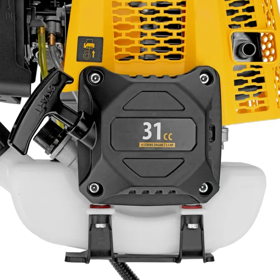 Триммер бензиновый DTL-31-4T, 4-тактный, 31 см3, неразъемная штанга, состоит из 2 частей Denzel