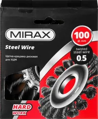 MIRAX 100 мм, жгутированная стальная проволока 0.5 мм, щетка дисковая для УШМ (35140-100)